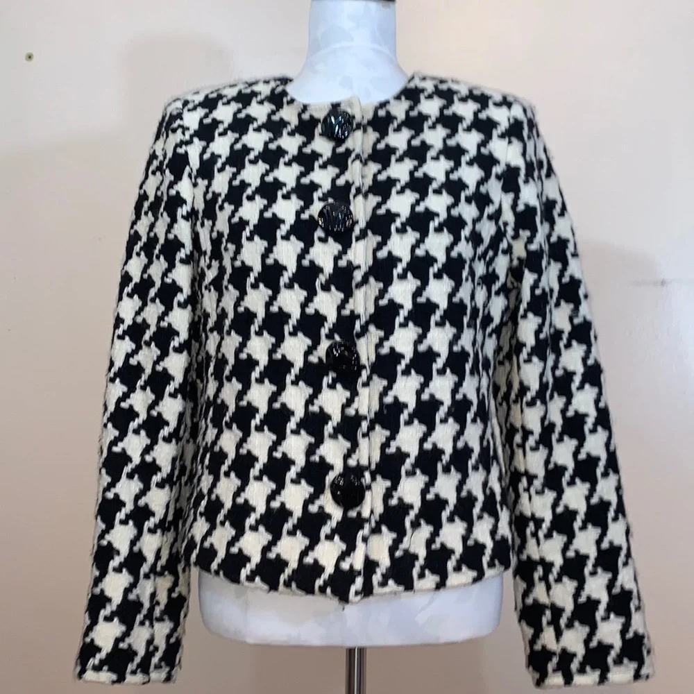 Juliana Collzione Houndstooth Wool Jacket - Picture 1 of 10